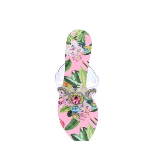 J.RENEE VARANESE CLEAR/PINK/GREEN FLORAL EMBELLISHED HEELS "IN Original Box" - Picture 2 of 6